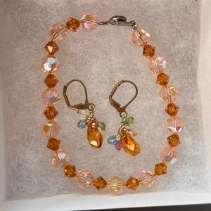 Swarovski crystal bracelet and earring set